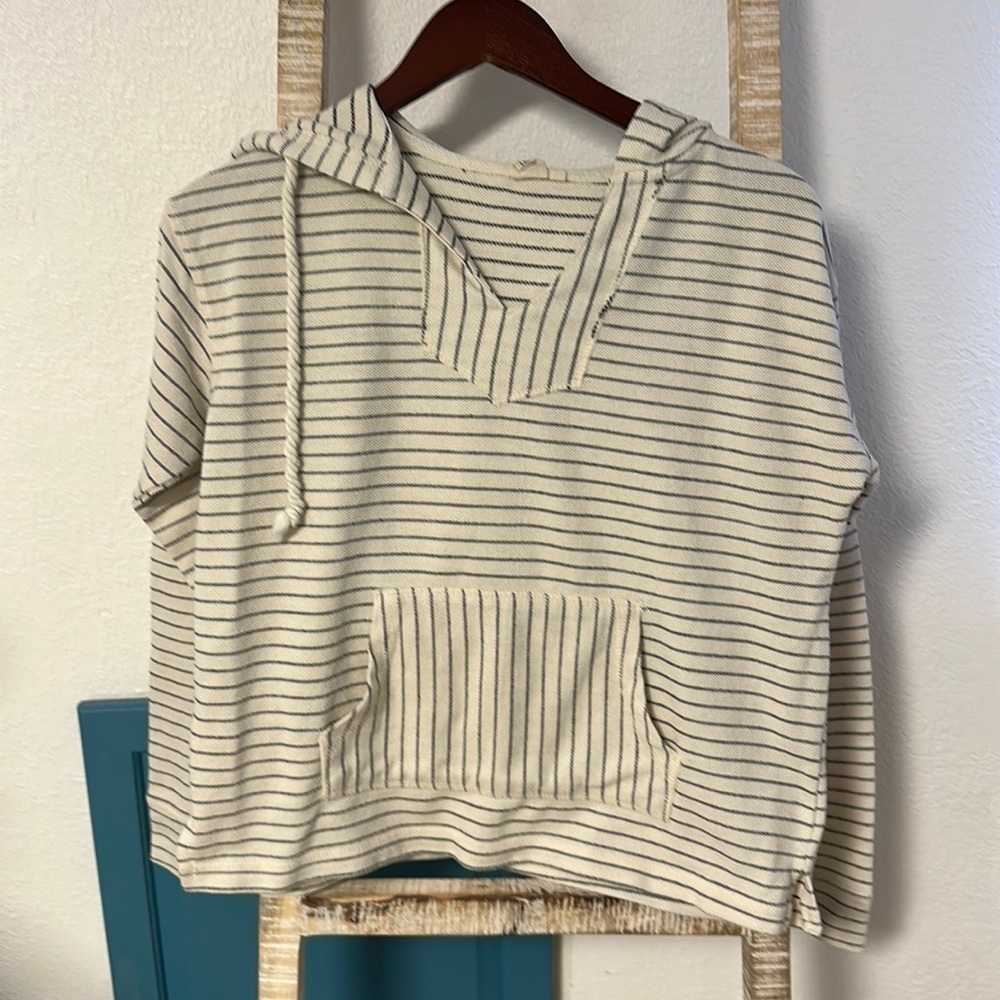 Lagaci Striped Hoodie - Cream and Black